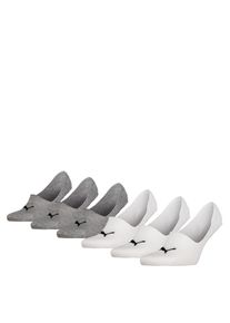 Puma Damen Füßlinge "Puma UNISEX FOOTIE 6P ECOM", Gr. 39, grau, Baumwollmischung, Socken, Mit Logo
