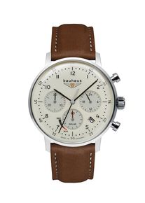 BAUHAUS Herren Chronograph, braun, Armbanduhren, Armbanduhr, Herrenuhr,Solar,Stoppfunktion,Made in Germany,Lederarmband