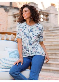 Inspirationen Damen Kurzarmshirt "Kurzarm-Shirt", blau, Gr. 40, gemustert, mehrfarbig, bedruckt, Batikmuster, 100% Baumwolle, Shirts