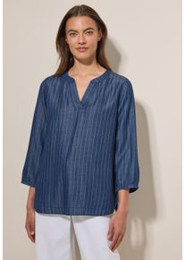 Cecil Damen Jeansbluse, blau, casual, Gr. S, gestreift, Jeans, 100% Lyocell, Blusen, mit 3/4 Ärmeln