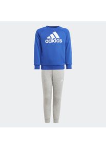 Kinder Trainingsanzug "ESSENTIALS LOGO FRENCH TERRY JOGGINGANZUG", blau, sportlich, Gr. 122, adidas Sportswear, clean, Obermaterial: 70% Baumwolle,