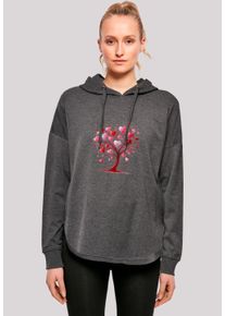 F4NT4STIC Damen Kapuzenpullover "Herz Baum Aquarell Druck", grau, casual, Gr. XS, Obermaterial: 100% Baumwolle, Pullover, Premium Qualität