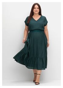 sheego Damen Maxikleid "Große Größen", grün, feminin, Gr. 48, unifarben, Obermaterial: 100% Viskose;Futter: 100% Baumwolle, Kleider, mit Smokbund und