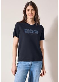 Cecil Damen T-Shirt, blau, casual, Gr. S, bedruckt, Web, 100% Baumwolle, Shirts, aus reiner Baumwolle