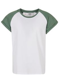 Urban Classics Mädchen T-Shirt "Urban Classics Damen Girls Contrast Raglan Tee", weiß, casual, Gr. 110, mehrfarbig, 100% Baumwolle, Shirts