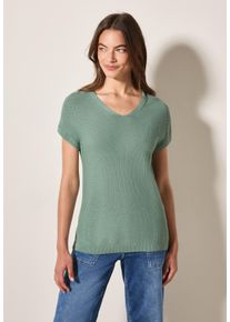 Cecil Damen V-Ausschnitt-Pullovermatcha grün, casual, Gr. L, unifarben, Web, 60% Baumwolle, 40% Viskose, Pullover, mit V-Ausschnitt
