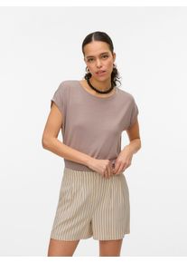 Véro Moda VERO MODA Damen Rundhalsshirt "VMAVA PLAIN SS TOP GAJRS NOOS", grau, modisch, Gr. L, unifarben, Jersey, Obermaterial: 95% Lyocell, 5% Elasthan, Shirts