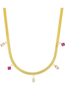 Amor Damen Kette mit Anhänger "2038273", Edelstahl, L: 45cm B: 2mmgelbgoldfarben, rosa, pink, kristallweiß, Edelstahl, B:2mm, Halsketten, mit