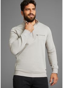 Bruno Banani Herren Sweatshirt, grau, casual, Gr. S, unifarben, Obermaterial: 60% Baumwolle, 40% Polyester, Sweatshirts, mit Troyer Kragen
