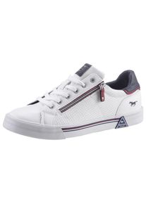 Mustang Shoes Herren Sneaker, Gr. 44, weiß, Lederimitat, sportlich, Schuhe, mit Reißverschluss an der Seite, Freizeitschuh, Halbschuh, Schnürschuh