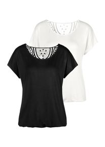 Vivance Damen Kurzarmshirt "mit Häkelspitze am Rücken", beige, modisch, Gr. 32, unifarben, Single Jersey, Obermaterial: 95% Viskose (LENZING