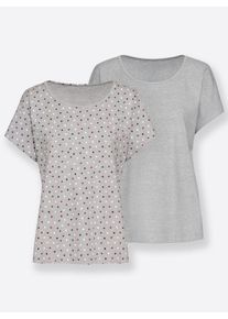 feel good Damen Kurzarmshirt "Shirts", Gr. 36, grau, 60% Baumwolle, 35% Polyester, 5% Elasthan, 83% Baumwolle, 5% Elasthan, 12% Polyester, unifarben,