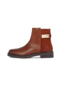 Tommy Hilfiger Damen Stiefelette "TH LOGO LEATHER MIX CHELSEA", Gr. 39, braun, Glattleder, Veloursleder, used, unifarben, modisch, Schuhe,