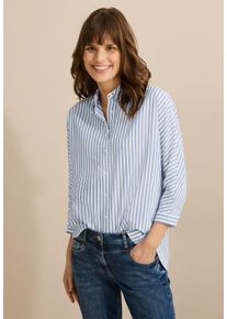 Cecil Damen Hemdblusemid blouse blau, casual, Gr. XS, gestreift, Stoff, 65% Polyester, 35% Viskose, Blusen, mit 3/4 Ärmeln