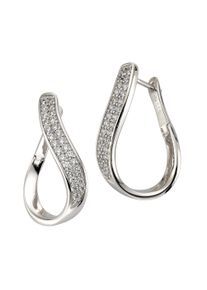 Celesta Damen Paar Creolen "925/- Sterling Silber Zirkonia", ONE-SIZE, Silber 925 (Sterlingsilber), weiß, Silber 925 (Sterlingsilber), Ohrringe