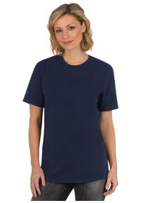 TRIGEMA Damen T-Shirt "TRIGEMA T-Shirt aus 100% Biobaumwolle", blau, Basic, Gr. XL, 100% Baumwolle (Bio-Baumwolle kbA), Shirts