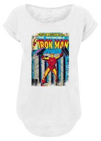 F4NT4STIC Herren Kurzarmshirt "F4NT4STIC Damen Marvel Iron Man Cover with Ladies Long Slub Tee", weiß, casual, Gr. S, unifarben, 100% Baumwolle,