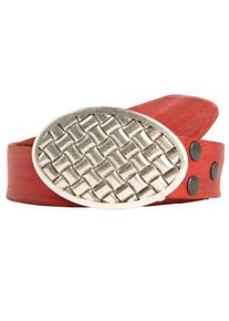 Damen Ledergürtel, rot, casual,modisch, Gr. 80, RETTUNGSRING BY SHOWROOM 019, unifarben, Leder, Gürtel, mit austauschbarer Schließe »Oval Geflochten«