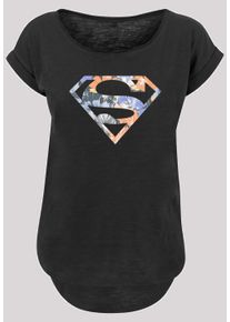 F4NT4STIC Herren Kurzarmshirt "F4NT4STIC Damen Superman Floral Logo 2 with Ladies Long Slub Tee", schwarz, casual, Gr. S, unifarben, 100% Baumwolle,