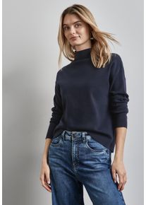 Street One Damen Strickpullover, blau, casual, Gr. 42, unifarben, Feinstrick, Obermaterial: 52% Viskose, 28% Polyester, 20% Polyamid, Pullover, mit