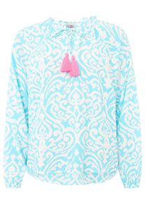 Zwillingsherz Damen Schlupfbluse ""Ornamente"", blau, modisch, Gr. LXL, gemustert, Obermaterial: 100% Viskose, Blusen, mit tollem Ornament Muster,