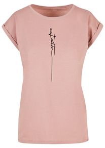 Merchcode Herren T-Shirt "Merchcode Damen Ladies Faith Extended Shoulder Tee", rosa, casual, Gr. L, bedruckt, 100% Baumwolle, Shirts