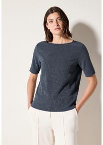 Cecil Damen T-Shirt, blau, casual, Gr. XXL, unifarben, Stoff, 76% Polyester, 20% Viskose, 4% Elasthan, Shirts, mit U-Boot-Ausschnitt
