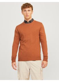 Jack & Jones JACK & JONES Herren Strickpullover "JJEEMIL KNIT CREW NECK NOOS", braun, modisch, Gr. S, unifarben, Strick, Obermaterial: 60% Baumwolle, 20% Nylon,