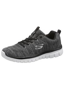 Skechers Damen Sneaker "Graceful - Twisted Fortune", Gr. 40, schwarz-weiß, Textil, sportlich, Schuhe, Freizeitschuh, Halbschuh, Schnürschuh mit