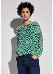 Street One Damen Langarmbluse, grün, casual, Gr. 34, bedruckt, Stoff, Obermaterial: 100% Polyester; Unterstoff: 100% Modal, Blusen, mit Cut-Out Detail