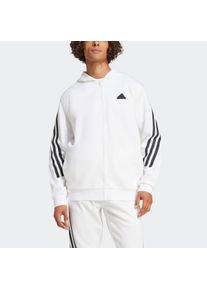 Herren Kapuzensweatshirt "M FI 3S FZ", weiß, sportlich, Gr. XXL, adidas Sportswear, gestreift, Obermaterial: 64% Baumwolle, 36% Polyester, Sweatshirts