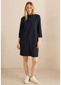 Cecil Damen Midikleid, blau, casual, Gr. M, Strukturmuster, Stoff, 54% Polyester, 38% Baumwolle, 5% Viskose, 3% Elasthan, Kleider, knielang