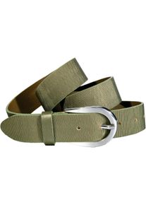 Silbergift Damen Ledergürtel, grün, modisch, Gr. 80, Rindsleder, Gürtel, Schraffiert, Silber-Hufeisenschließe
