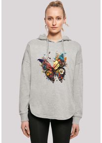 F4NT4STIC Damen Kapuzenpullover "Schmetterling Bunt", grau, casual, Gr. L, Obermaterial: 100% Baumwolle, Pullover, Print