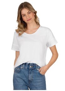 TRIGEMA Damen T-Shirt "TRIGEMA Oversized T-Shirt mit V-Ausschnitt", weiß, modisch, Gr. XL, 100% Baumwolle, Shirts