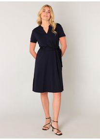 Base Level Damen Sommerkleid "YEN", blau, casual, Gr. 36, unifarben, Web, Obermaterial: 65% Viskose, 30% Nylon, 5% Elasthan, Kleider, mit Bindegürtel