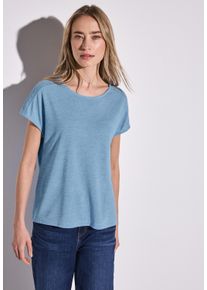 Street One Damen T-Shirtserenity blau, casual, Gr. 40, unifarben, Jersey, Obermaterial: 80% Polyester, 20% Viskose, Shirts, mit Spitzendetail