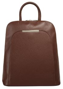CLUTY Cityrucksack, braun, Rindsleder, Leder, Strukturmuster, casual, Rucksäcke, echt Leder, Made in Italy