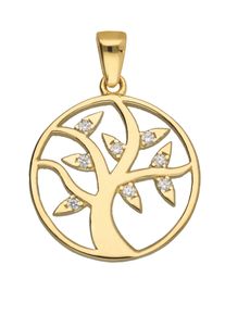 Adelia´s ADELIA ́S Damen Ketten-Anhänger "Damen Anhänger Lebensbaum mit Zirkonia Ø 17,9 mm", Gold, bunt, Gold, Schmuckanhänger, mit Zirkonia für Damen