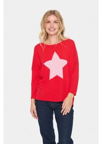 Saint Tropez Damen Strickpullover "BariaSZ", rot, modisch, Gr. XL, unifarben, Strick, Obermaterial: 50% Viskose, 28% Polyester, 21% Polyacryl, 1%