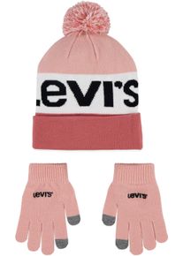 LEVI'S KIDS Baby Bommelmütze, rosa, casual, Obermaterial: 95% Polyacryl, 4% Polyamid, 1% Elasthan, Mützen, und Handschuh im Set