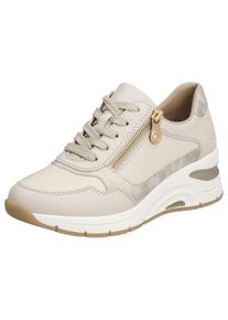 Rieker Damen Sneaker, Gr. 40, beige, Leder, Lederimitat, casual, Schuhe, mit seitlichem Reißverschluss,Freizeitschuh,Schnürschuh, schmale Form