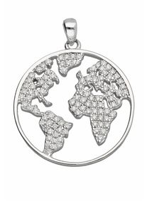 Adelia´s ADELIA ́S Damen Ketten-Anhänger "Damen 925 Silber Anhänger Weltkugel mit Zirkonia Ø 21,4 mm", Silber 925 (Sterlingsilber), silber, Silber 925