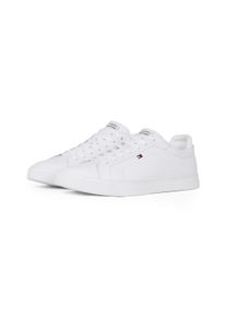 Tommy Hilfiger Herren Sneaker "ICON COURT LTH FLAG ESS", Gr. 44, weiß, Leder, Lederimitat, sportlich, Schuhe, Freizeitschuh, Halbschuh, Schnürschuh
