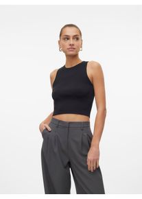 Véro Moda VERO MODA Damen Strickpullover "VMGINNY SL O-NECK CROP TOP NOOS", schwarz, modisch, Gr. XL, unifarben, Strick, Obermaterial: 100% Polyester, Pullover