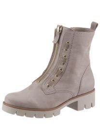 Gabor Damen Stiefelette, Gr. 38,5, grau, Nubukleder, klassisch, Schuhe, Blockabsatz, Plateau, Boots mit modischen Durchzügen