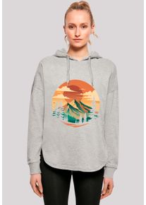 F4NT4STIC Damen Kapuzenpullover "Sonnenuntergang Berglandschaft", grau, casual, Gr. XS, Obermaterial: 100% Baumwolle, Pullover, Premium Qualität