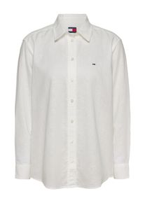 Tommy Jeans Damen Hemdbluse "TJW RLX LINEN SHIRT", beige, casual, Gr. XS, unifarben, Web, Obermaterial: 75% Baumwolle, 25% Leinen, Blusen, mit