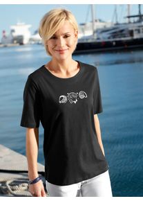 Casual Looks Damen Kurzarmshirt "Shirt", schwarz, Gr. 50, unifarben, bedruckt, gemustert, 100% Baumwolle, Shirts