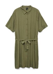 Véro Moda VERO MODA Damen Blusenkleid "VMTHEA SS SHORT SHIRT DRESS WVN NOOS", grün, modisch, Gr. S, unifarben, Web, Obermaterial: 70% Viskose, 30% Leinen,